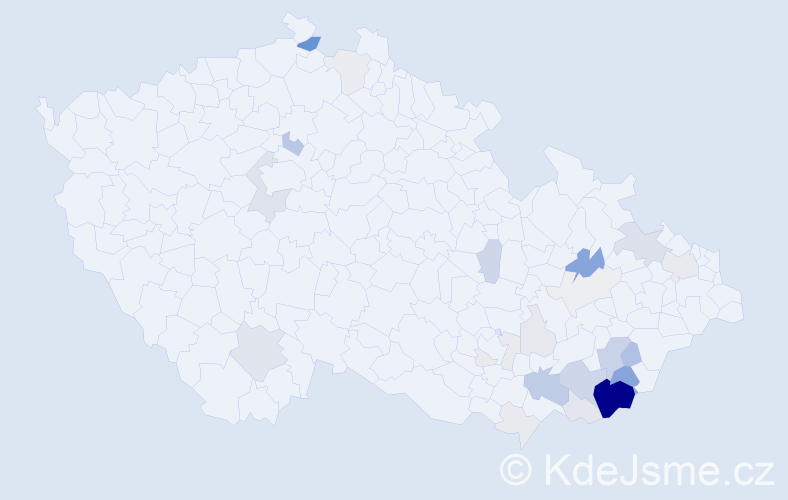 Příjmení: 'Slinták', počet výskytů 105 v celé ČR