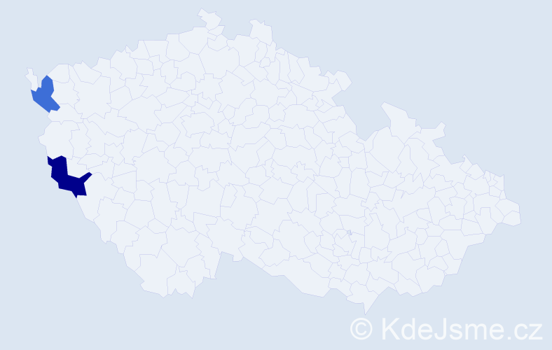 Příjmení: 'Tochor', počet výskytů 14 v celé ČR