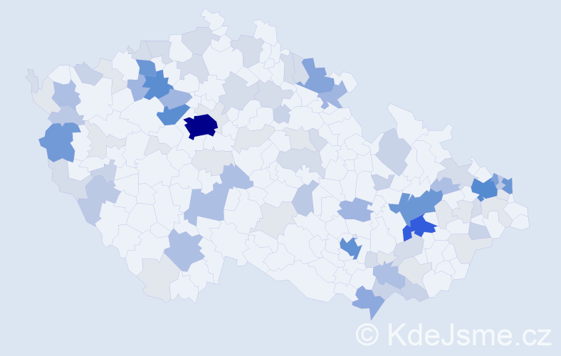 Příjmení: 'Roháč', počet výskytů 345 v celé ČR