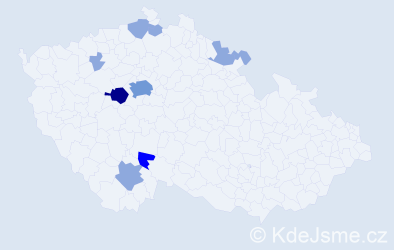 Příjmení: 'Vohnoutková', počet výskytů 18 v celé ČR