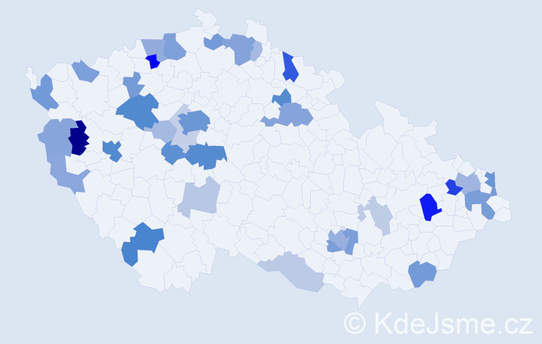 Příjmení: 'Meyer', počet výskytů 100 v celé ČR