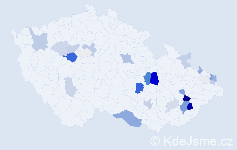 Příjmení: 'Kršák', počet výskytů 70 v celé ČR