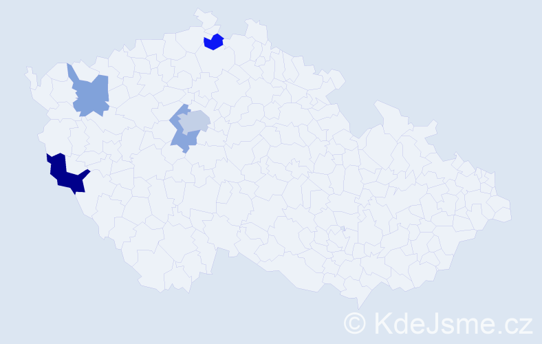 Příjmení: 'Kopček', počet výskytů 8 v celé ČR