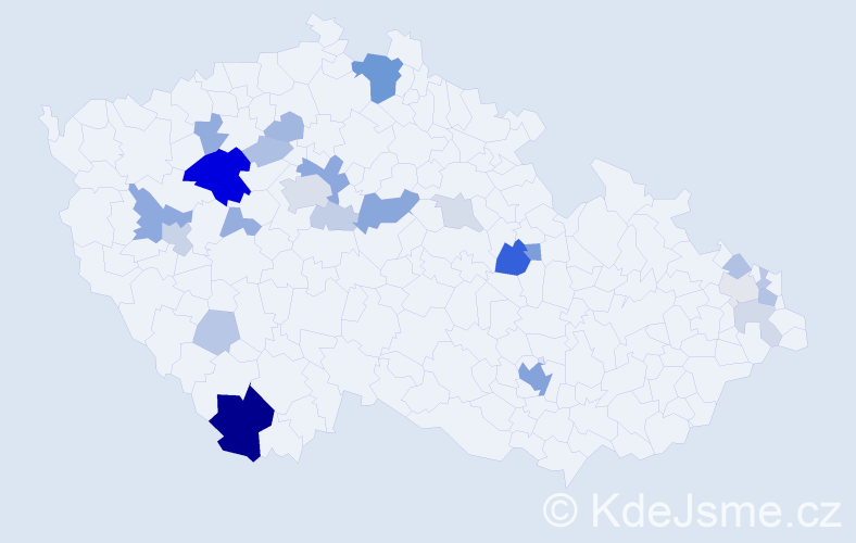 Příjmení: 'Valentin', počet výskytů 68 v celé ČR