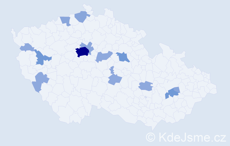 Příjmení: 'Kvašová', počet výskytů 30 v celé ČR