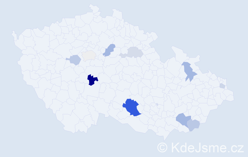 Příjmení: 'Čierník', počet výskytů 18 v celé ČR