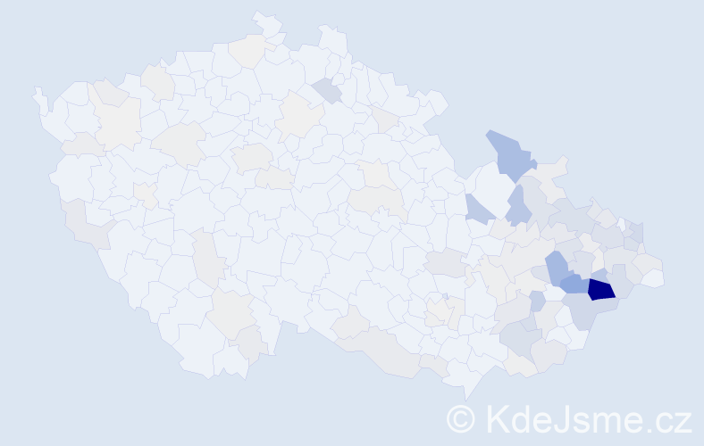 Příjmení: 'Ondruchová', počet výskytů 438 v celé ČR