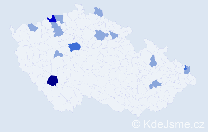 Příjmení: 'Demetr', počet výskytů 43 v celé ČR