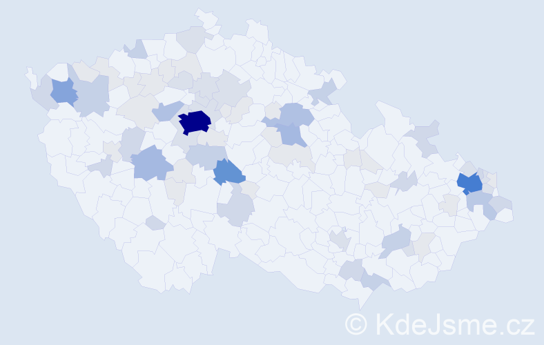 Příjmení: 'Kot', počet výskytů 231 v celé ČR