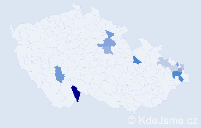 Příjmení: 'Comorek', počet výskytů 25 v celé ČR