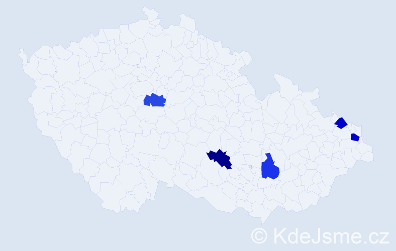 Příjmení: 'Barbíriková', počet výskytů 6 v celé ČR