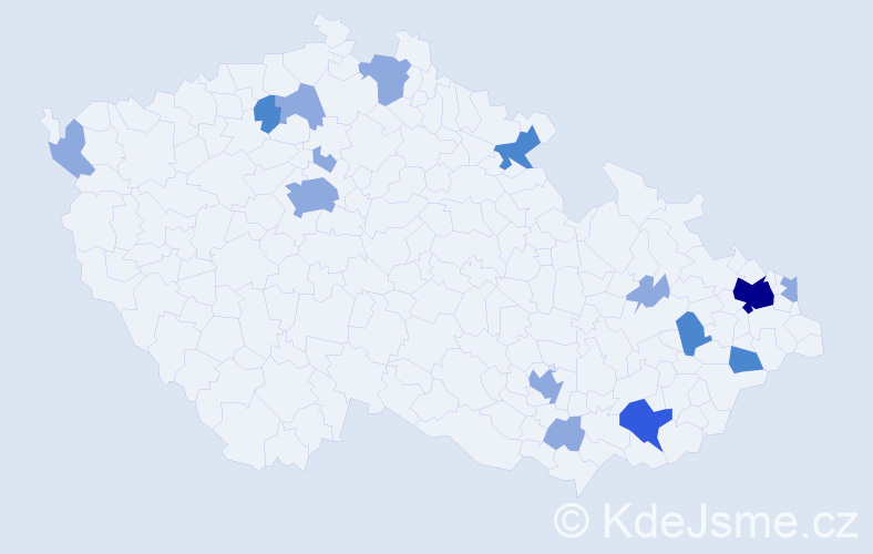 Příjmení: 'Sečkárová', počet výskytů 25 v celé ČR
