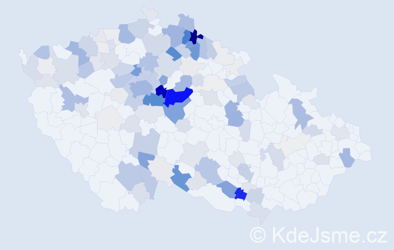 Příjmení: 'Vedralová', počet výskytů 651 v celé ČR
