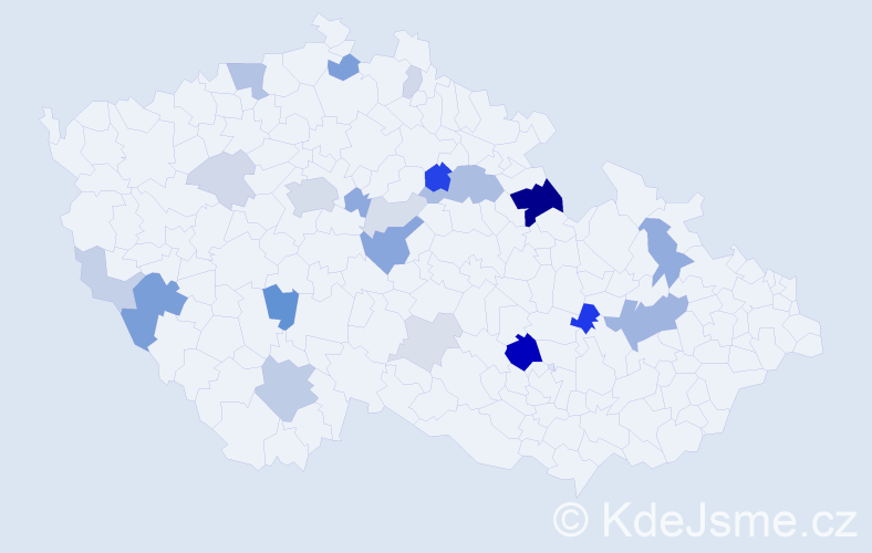 Příjmení: 'Kluger', počet výskytů 65 v celé ČR