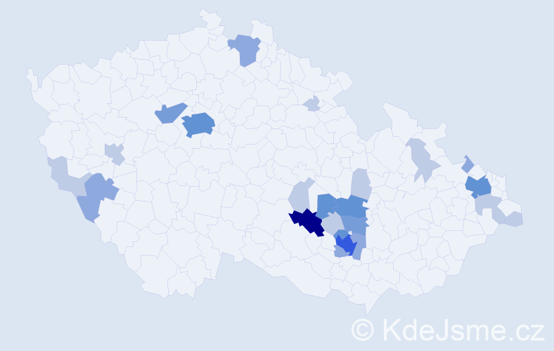 Příjmení: 'Jízdný', počet výskytů 59 v celé ČR