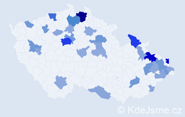 Příjmení: 'Šupolová', počet výskytů 101 v celé ČR