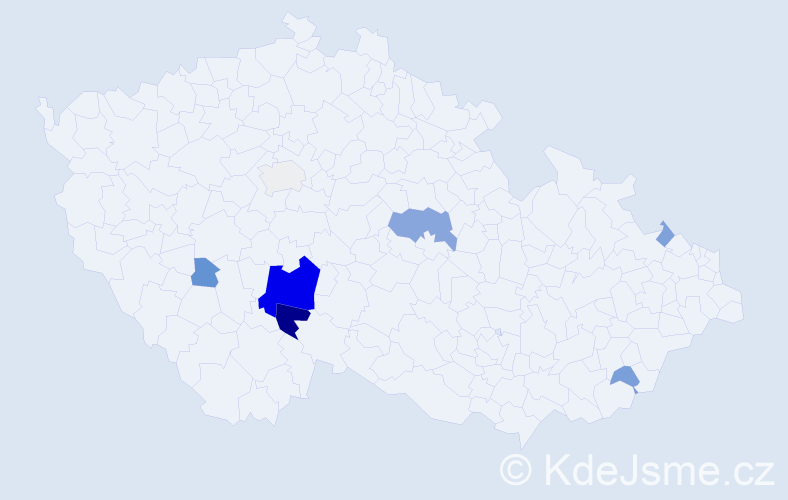 Příjmení: 'Kalabová', počet výskytů 22 v celé ČR
