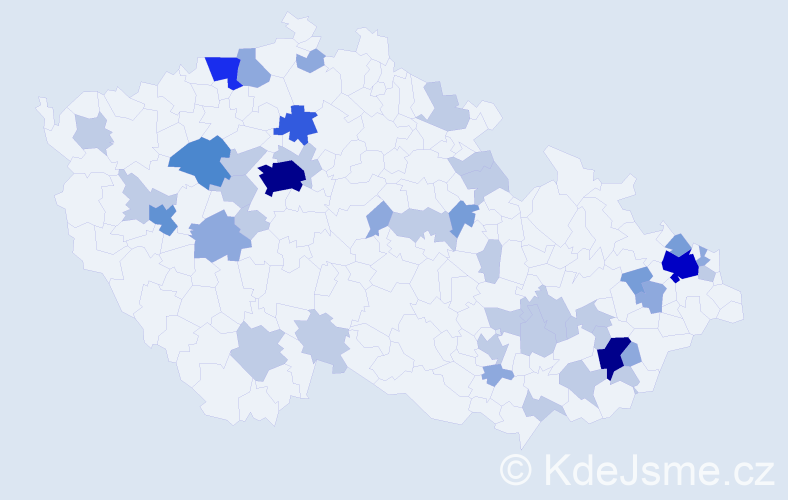 Příjmení: 'Bobáková', počet výskytů 99 v celé ČR