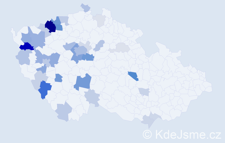 Příjmení: 'Primasová', počet výskytů 103 v celé ČR
