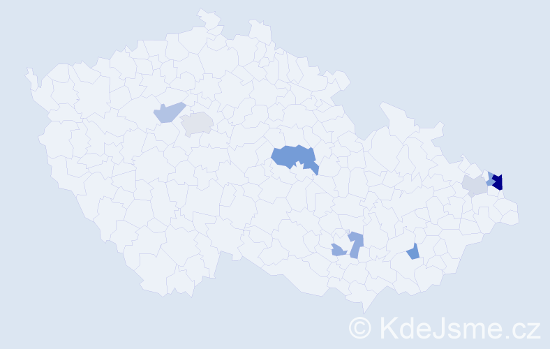 Příjmení: 'Baráni', počet výskytů 15 v celé ČR