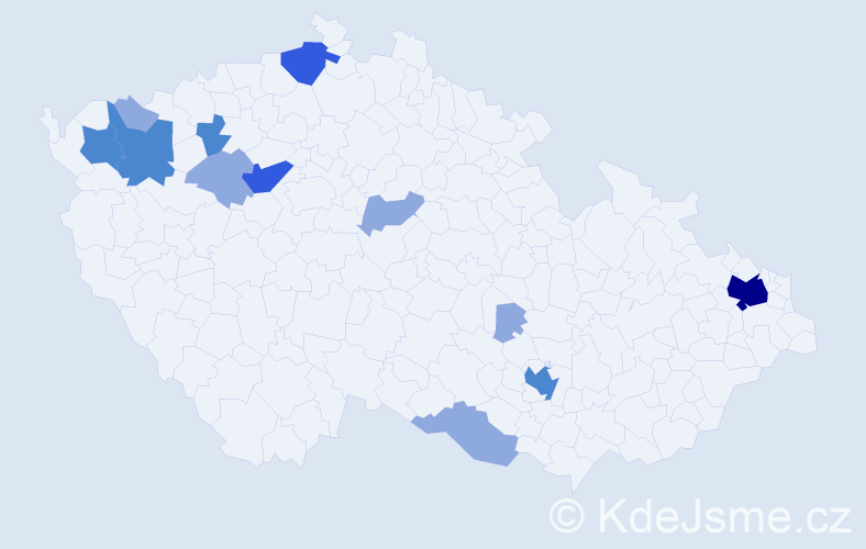 Příjmení: 'Bauchnerová', počet výskytů 24 v celé ČR