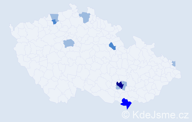 Příjmení: 'Bozek', počet výskytů 16 v celé ČR