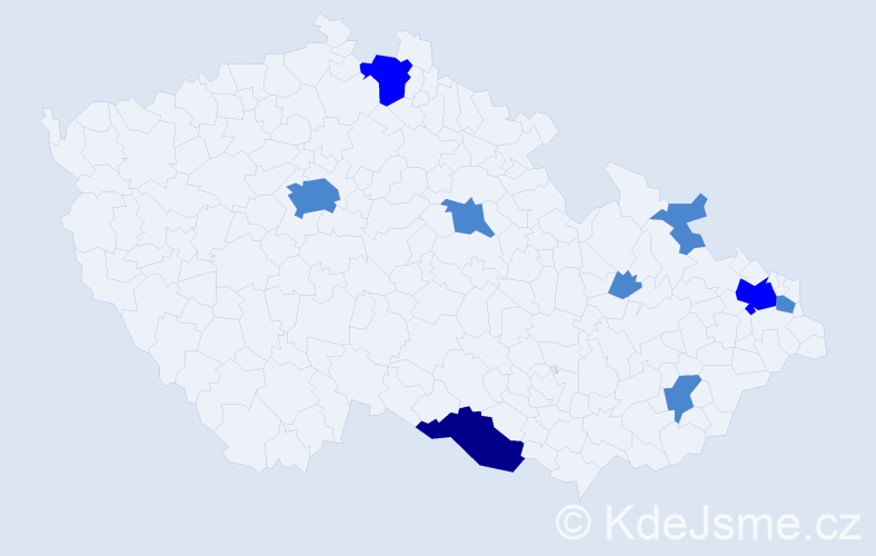 Příjmení: 'Lukuvka', počet výskytů 13 v celé ČR