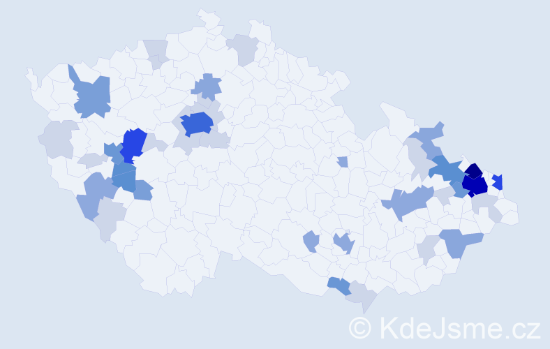 Příjmení: 'Darda', počet výskytů 129 v celé ČR