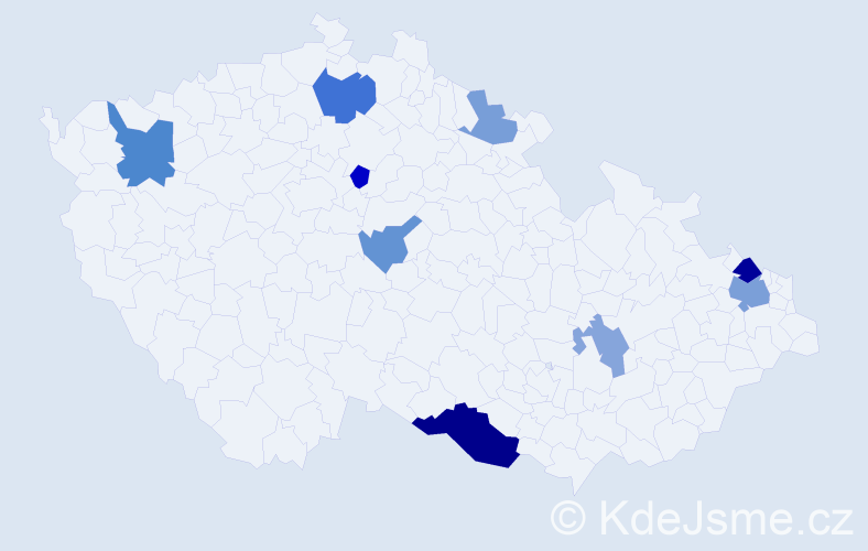 Příjmení: 'Koniariková', počet výskytů 17 v celé ČR