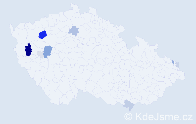 Příjmení: 'Bodis', počet výskytů 12 v celé ČR