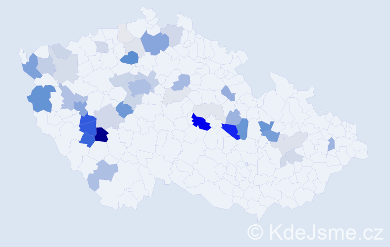 Příjmení: 'Pechr', počet výskytů 164 v celé ČR