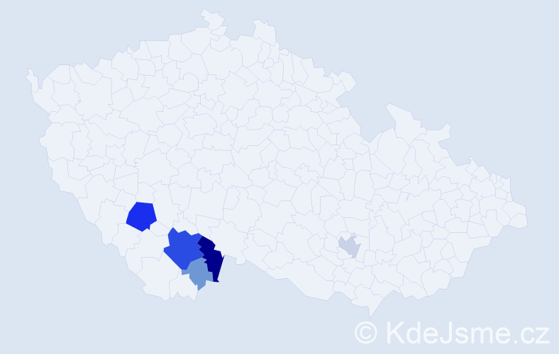 Příjmení: 'Hule', počet výskytů 24 v celé ČR