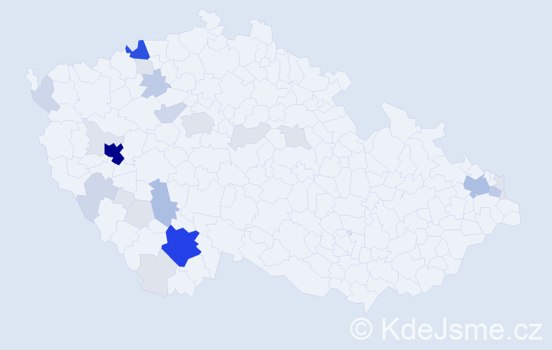 Příjmení: 'Bugoš', počet výskytů 96 v celé ČR