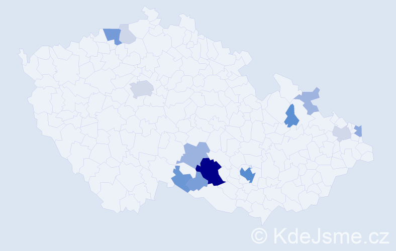 Příjmení: 'Ištvanová', počet výskytů 46 v celé ČR