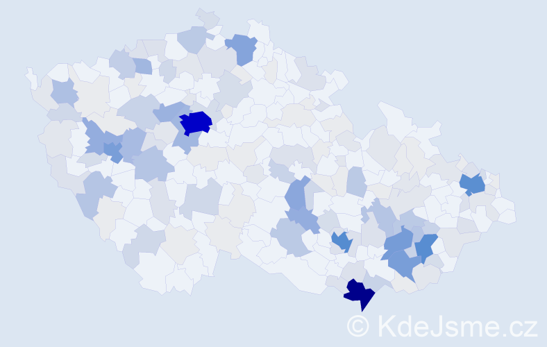 Příjmení: 'Pálková', počet výskytů 693 v celé ČR