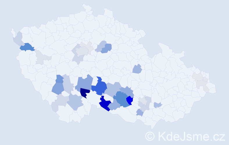 Příjmení: 'Kotoun', počet výskytů 125 v celé ČR