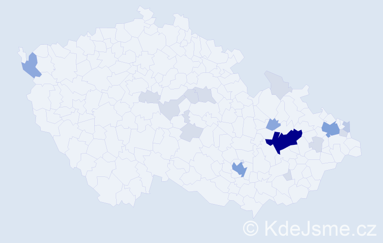 Příjmení: 'Zemčák', počet výskytů 47 v celé ČR