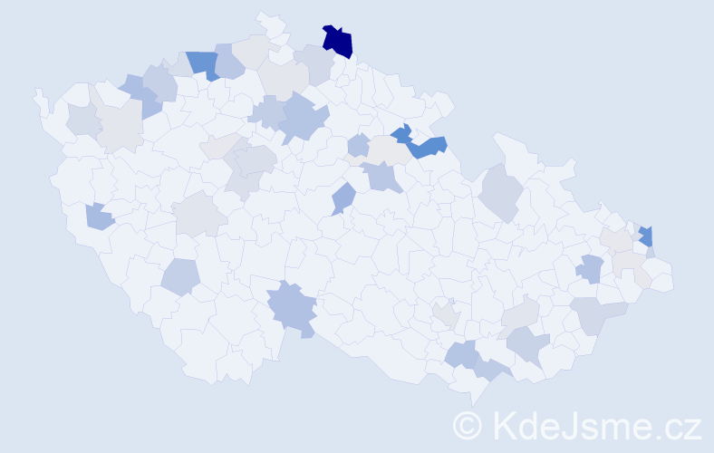 Příjmení: 'Dávid', počet výskytů 132 v celé ČR