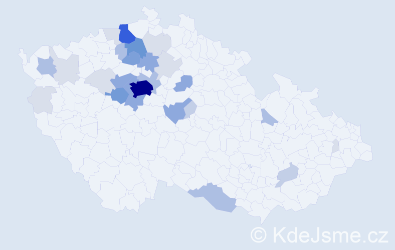 Příjmení: 'Ečer', počet výskytů 102 v celé ČR