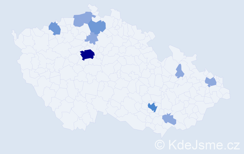 Příjmení: 'Andonov', počet výskytů 19 v celé ČR