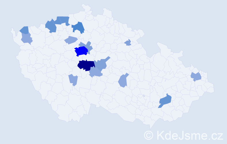 Příjmení: 'Filandr', počet výskytů 45 v celé ČR