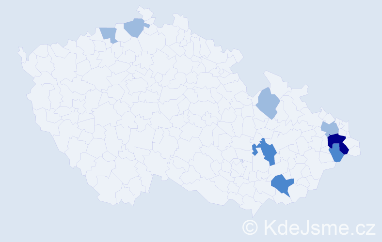 Příjmení: 'Kochaňová', počet výskytů 14 v celé ČR