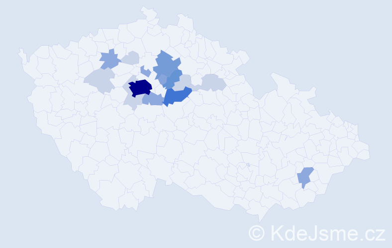 Příjmení: 'Baštecký', počet výskytů 45 v celé ČR