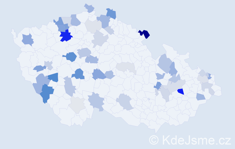 Příjmení: 'Vilhelmová', počet výskytů 150 v celé ČR