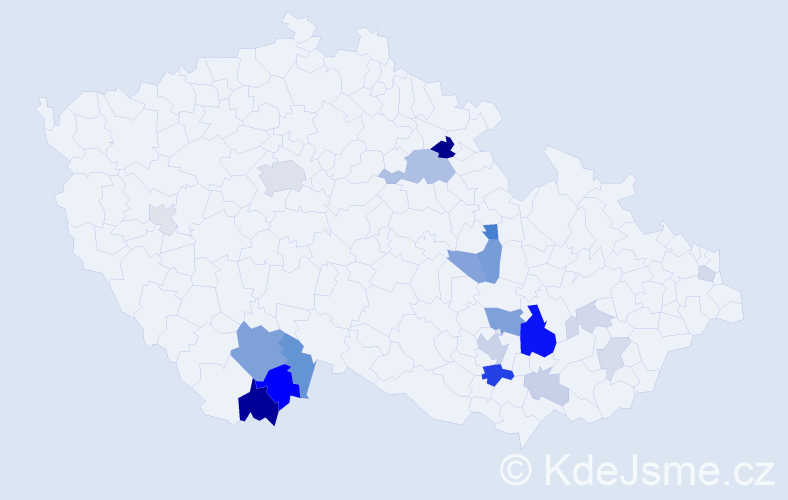 Příjmení: 'Baldík', počet výskytů 57 v celé ČR
