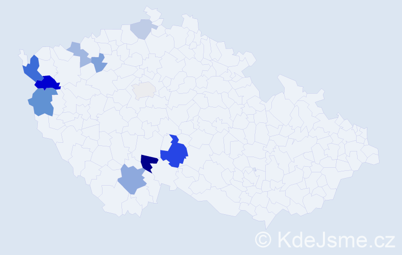 Příjmení: 'Dědouch', počet výskytů 23 v celé ČR