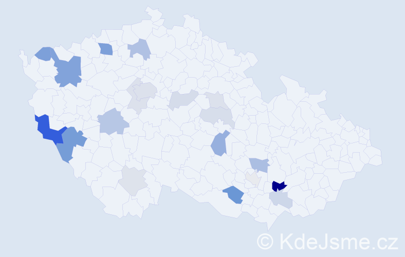 Příjmení: 'Fejfárková', počet výskytů 49 v celé ČR