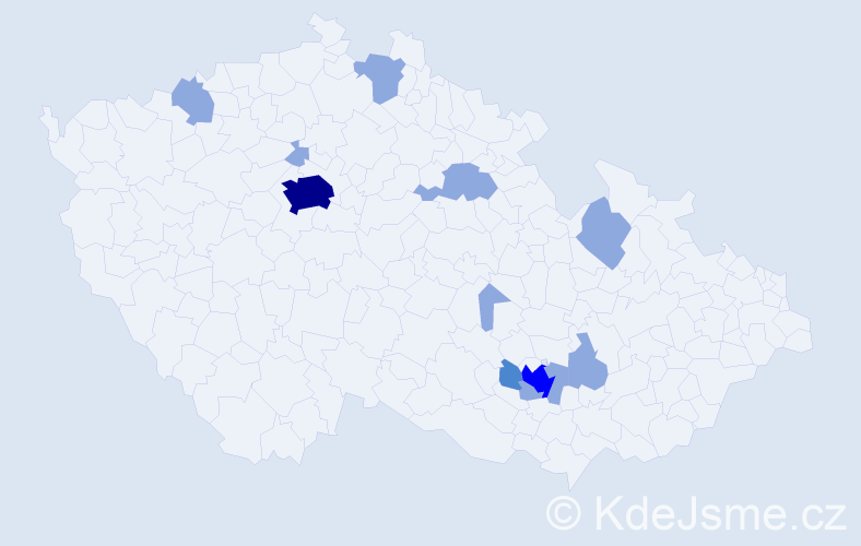 Příjmení: 'Chup', počet výskytů 19 v celé ČR