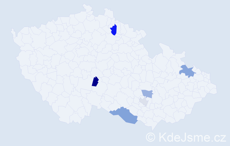 Příjmení: 'Beiglová', počet výskytů 9 v celé ČR
