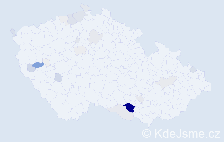 Příjmení: 'Bogner', počet výskytů 64 v celé ČR